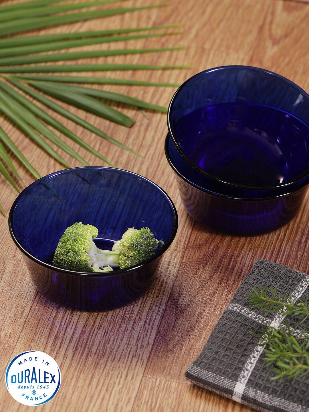 DURALEX Set of 6 Navy Blue Solid Glass Glossy Bowls Price in India