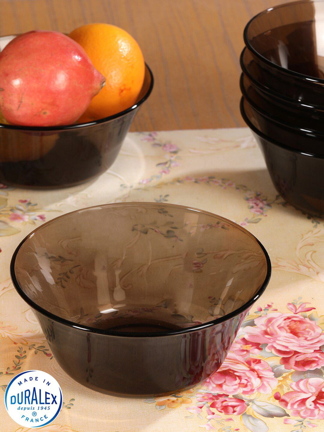 DURALEX Coffee Brown 6 Pieces Glass Glossy Bowls Price in India