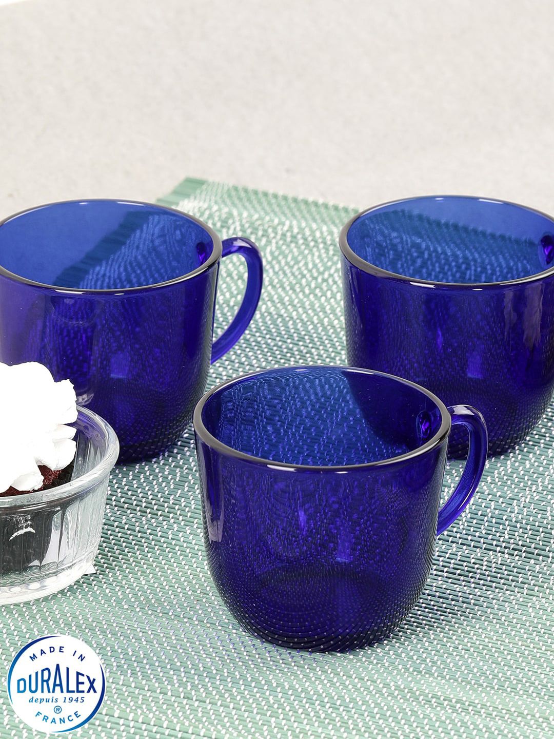 DURALEX 6 Pcs Navy Blue Solid Glass Glossy Cups Price in India