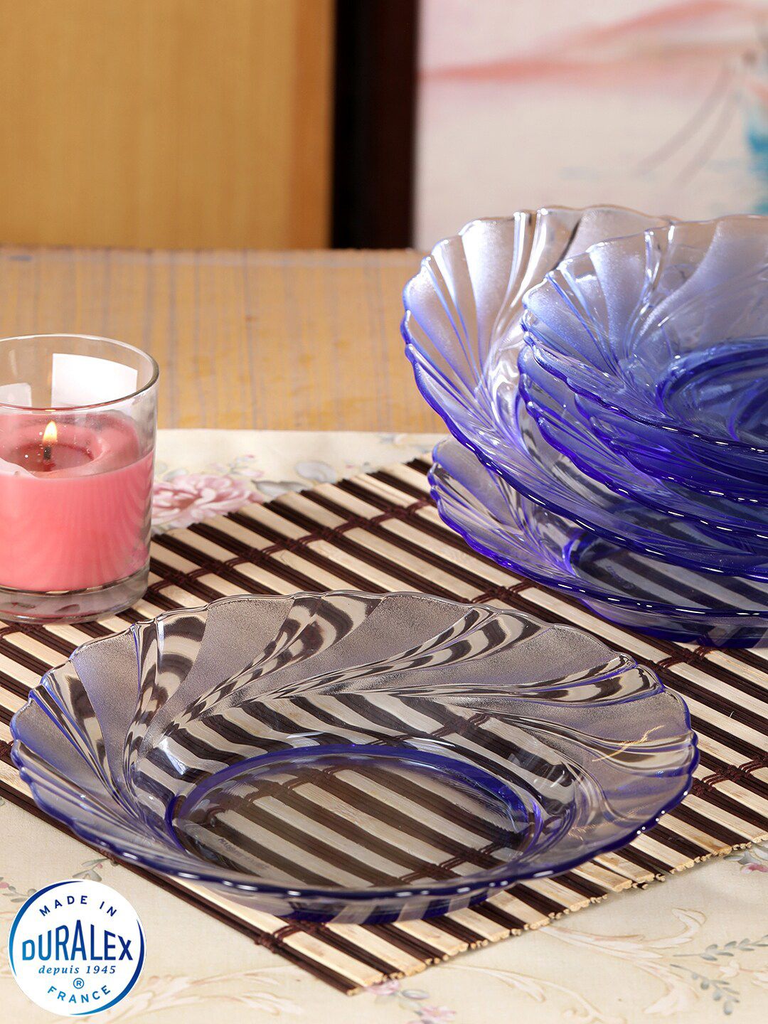 DURALEX Blue 6 Pieces Textured Glass Plates Price in India