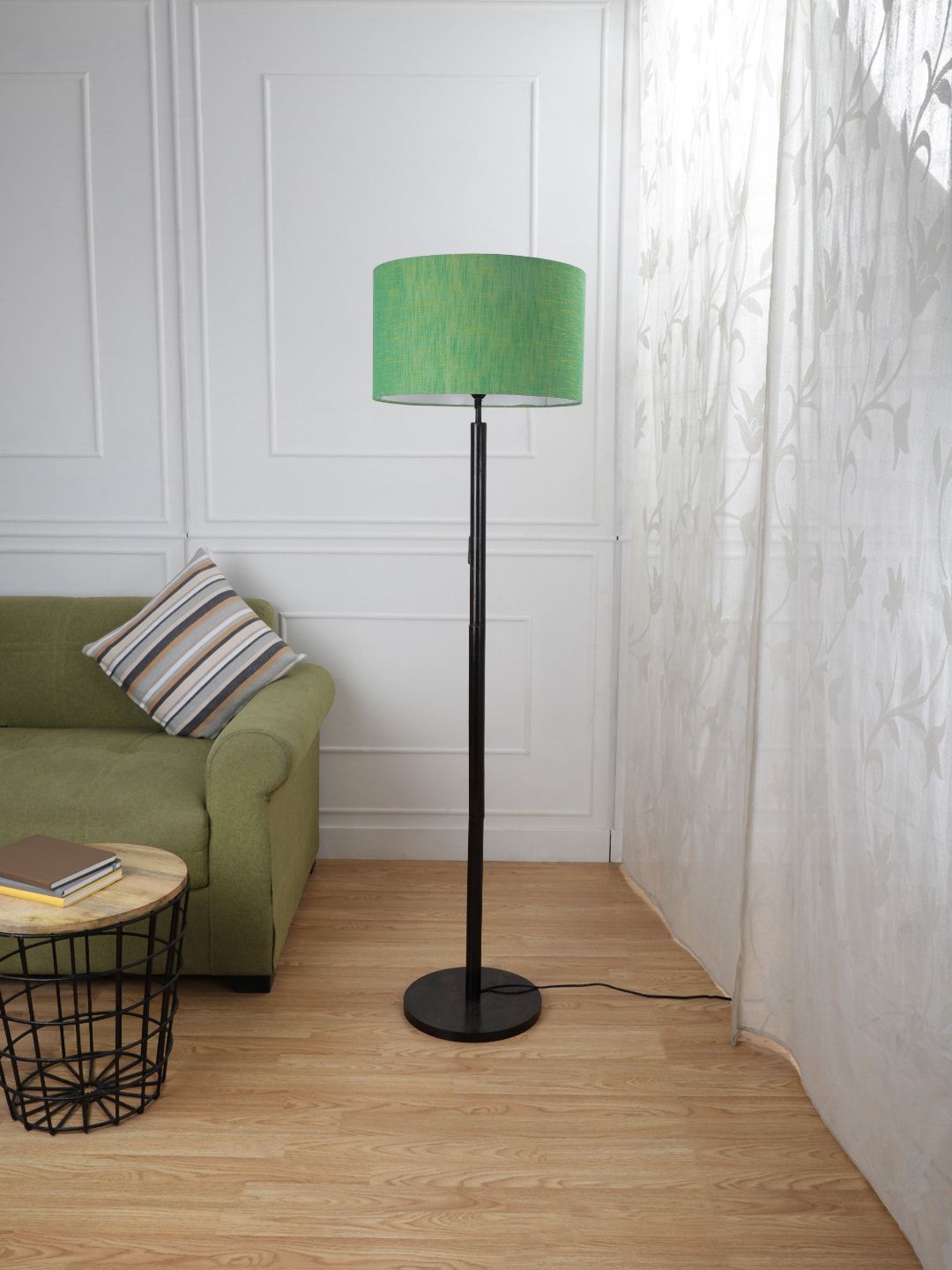 SANDED EDGE Green & Brown Solid Wooden Floor Lamp Price in India