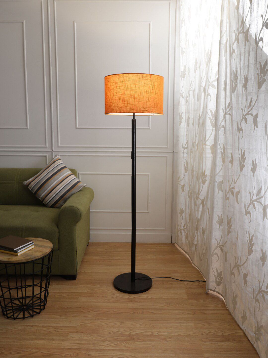 SANDED EDGE Brown Polished Base Floor Lamp Price in India