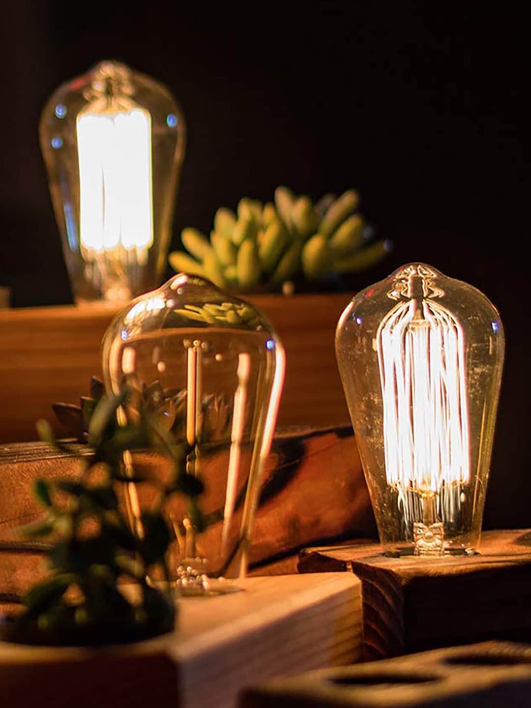Homesake Set Of 3 Yellow Tungsten Filament Antique Vintage Glass Light Bulbs E27 Price in India