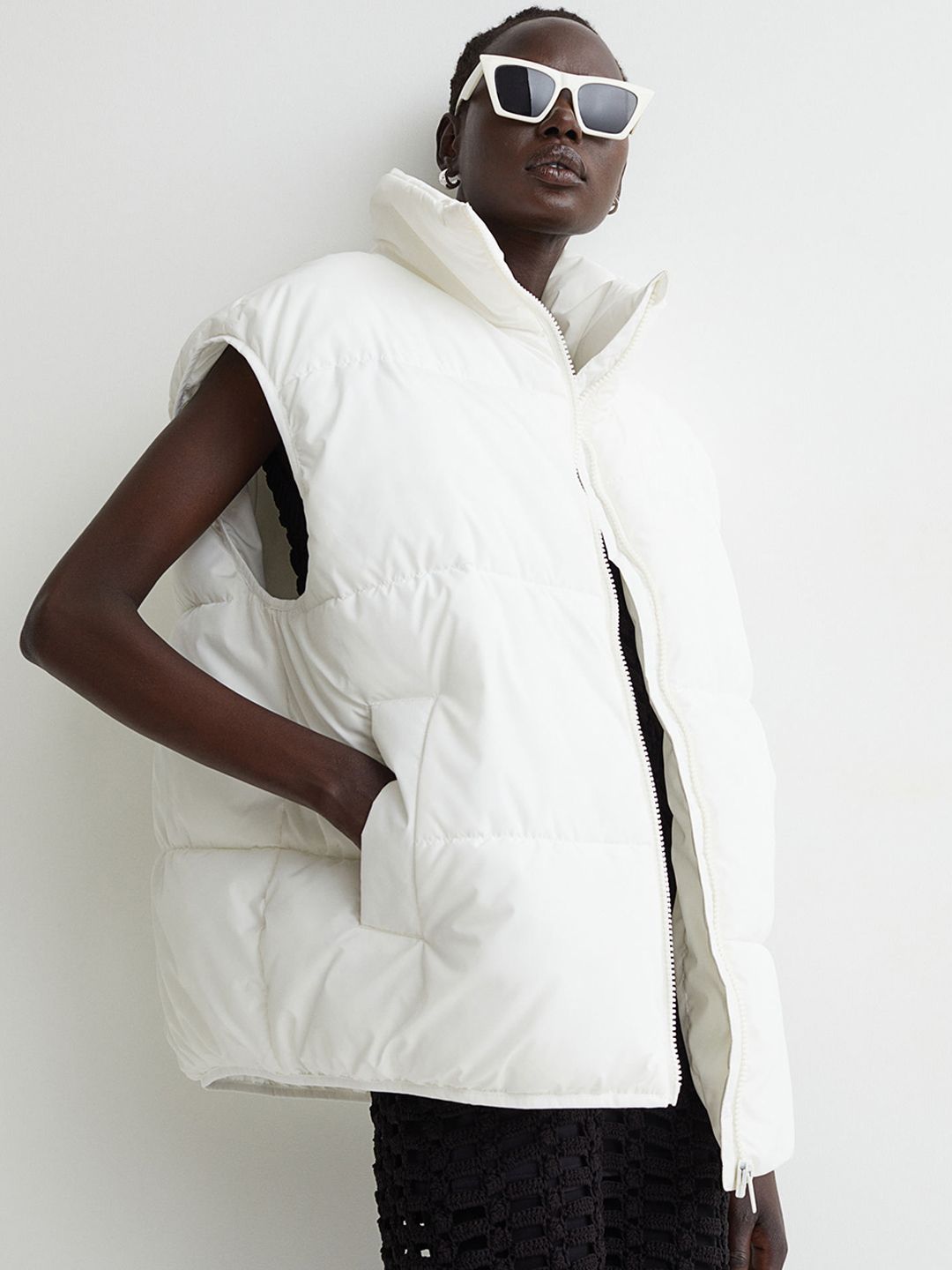 H&M Women White Padded Gilet Price in India