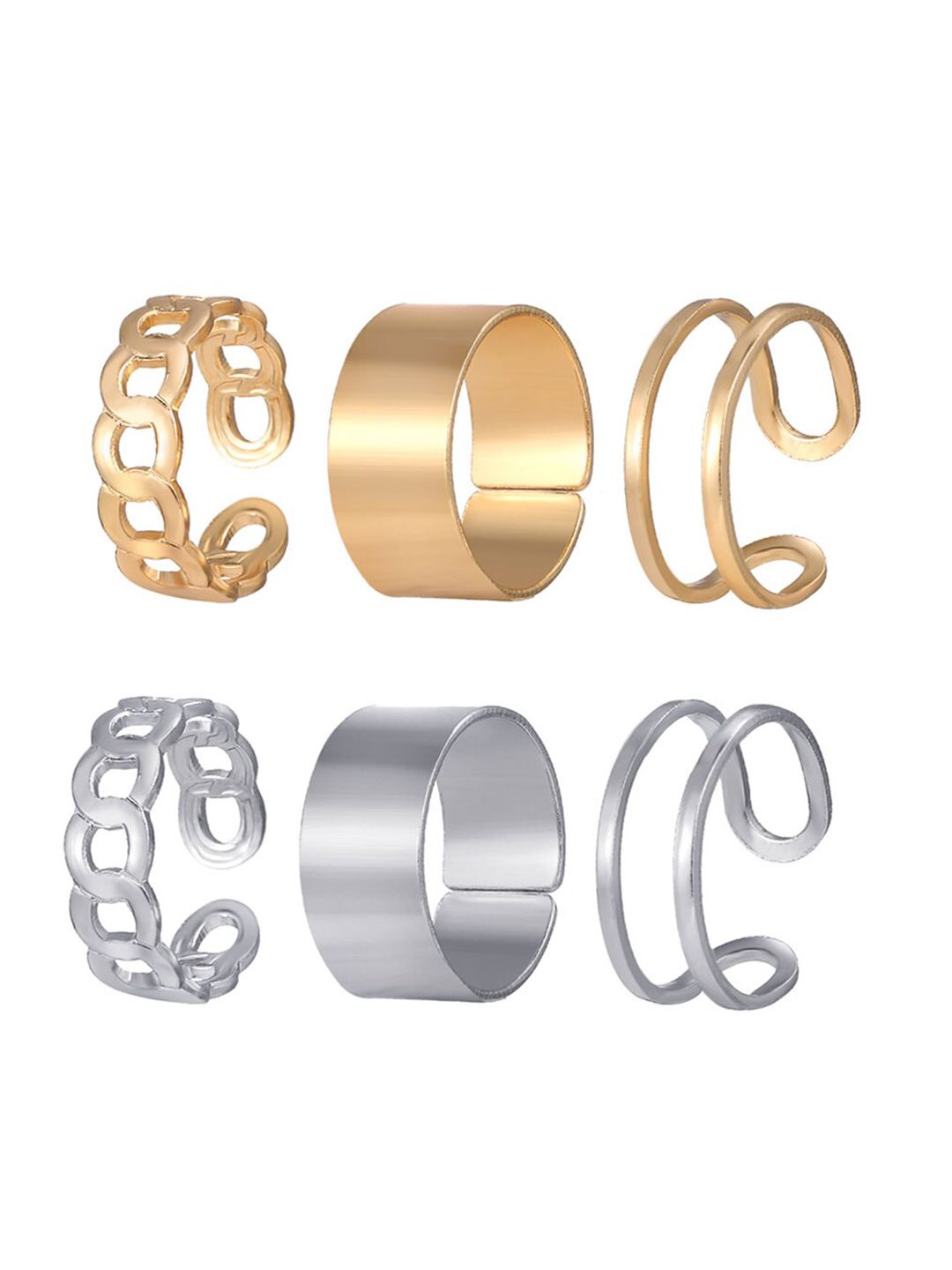 Shining Diva Fashion Multi Set of 6 Gold  Silver-Plated Rings Price in India