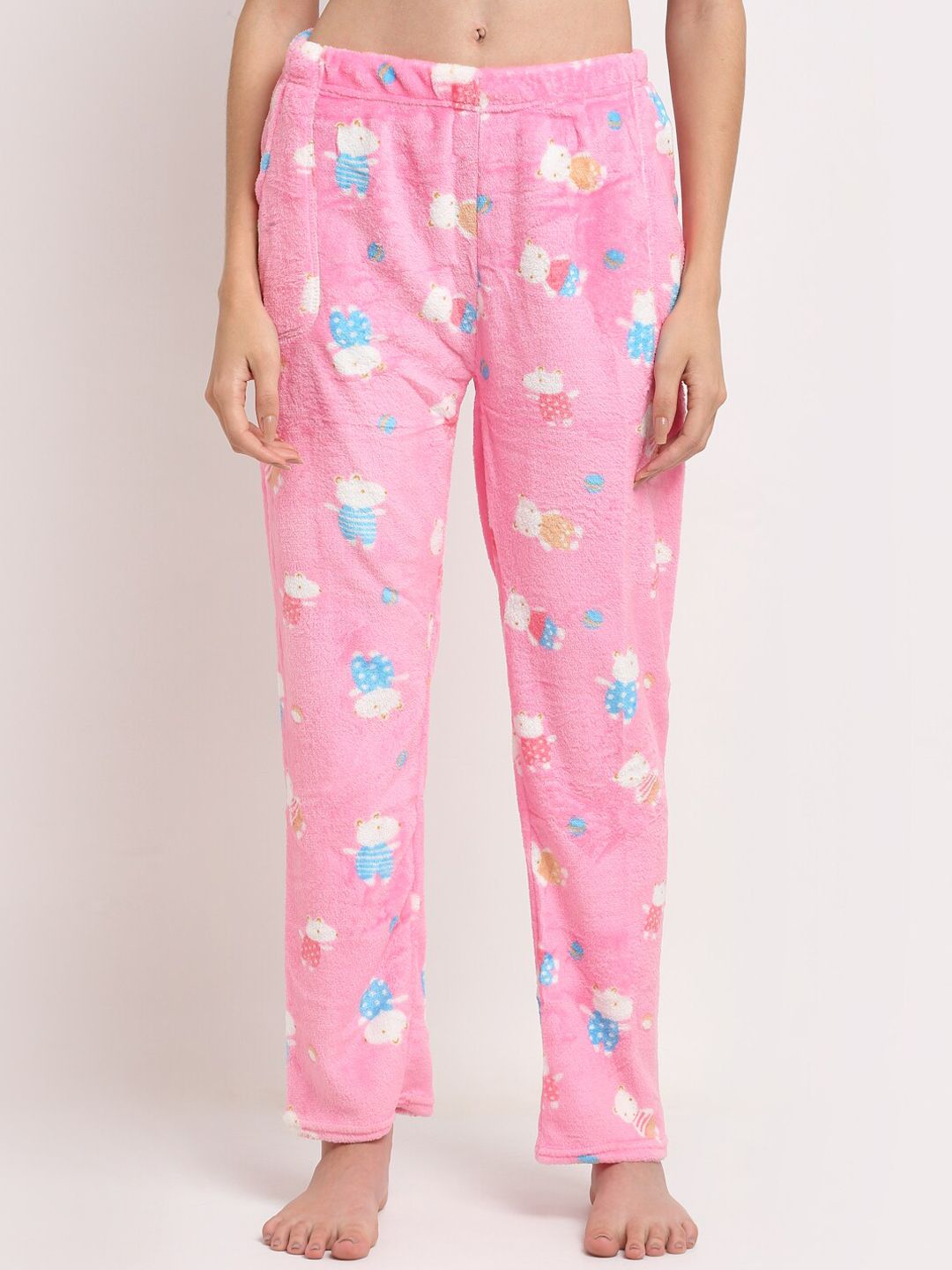 TAG 7 Women Pink & Blue Printed Lounge Pants Price in India