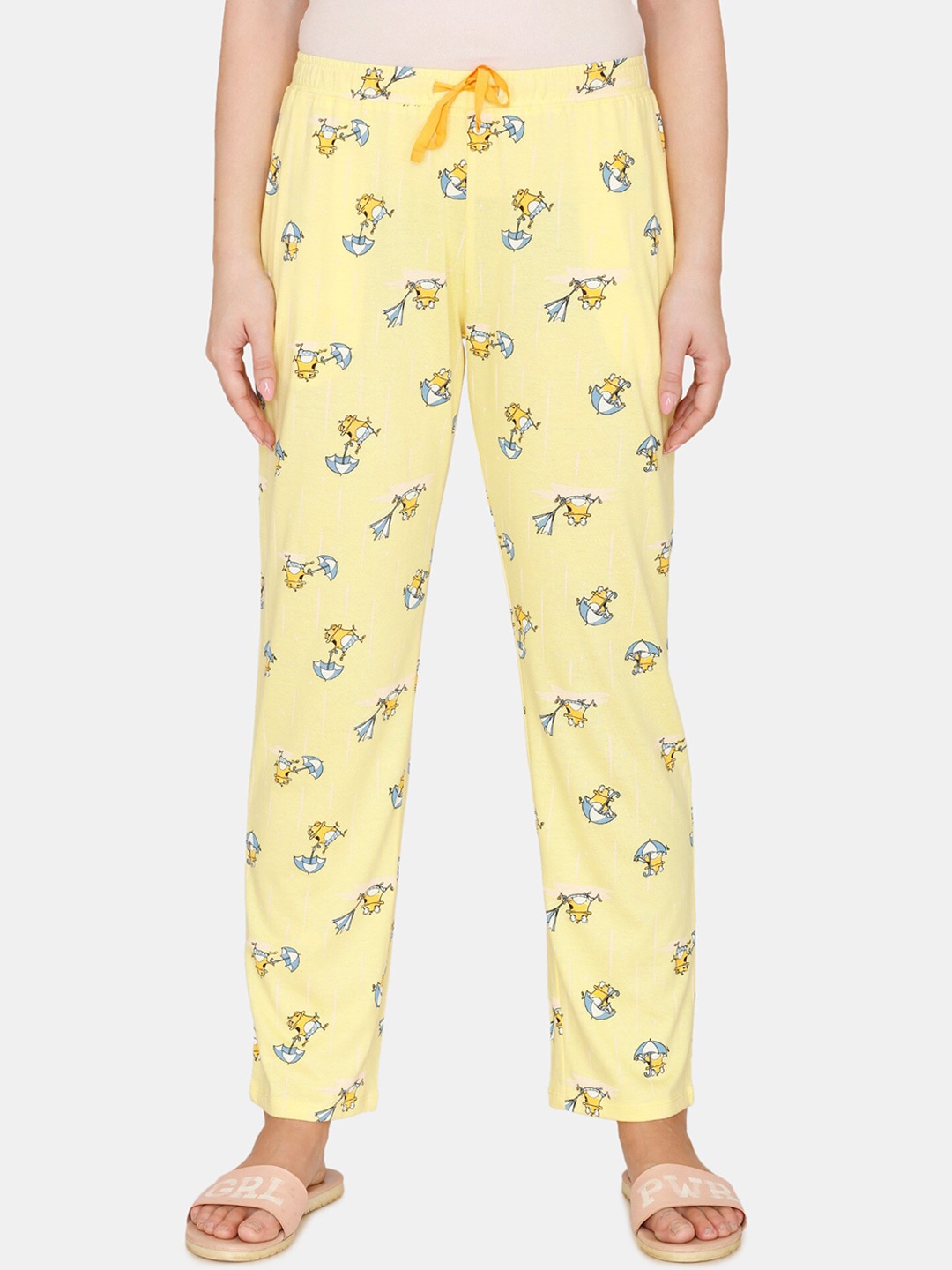 Zivame Woman Yellow Knit Cotton Pyjama Price in India