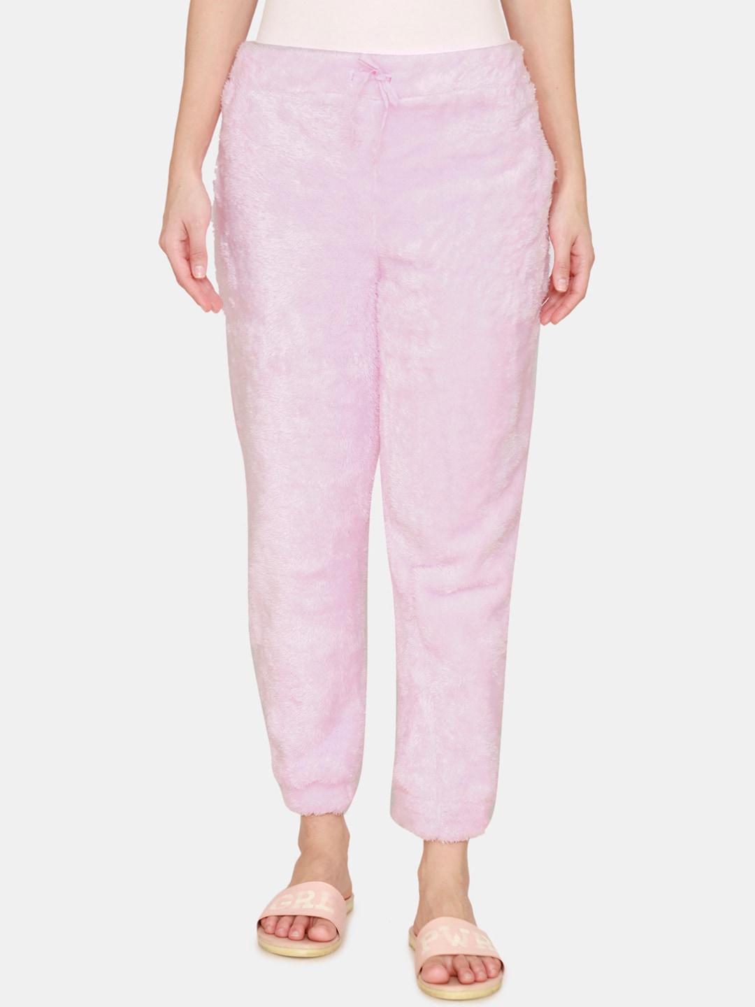 Zivame Women Pink Fur Knitted Pyjamas Price in India