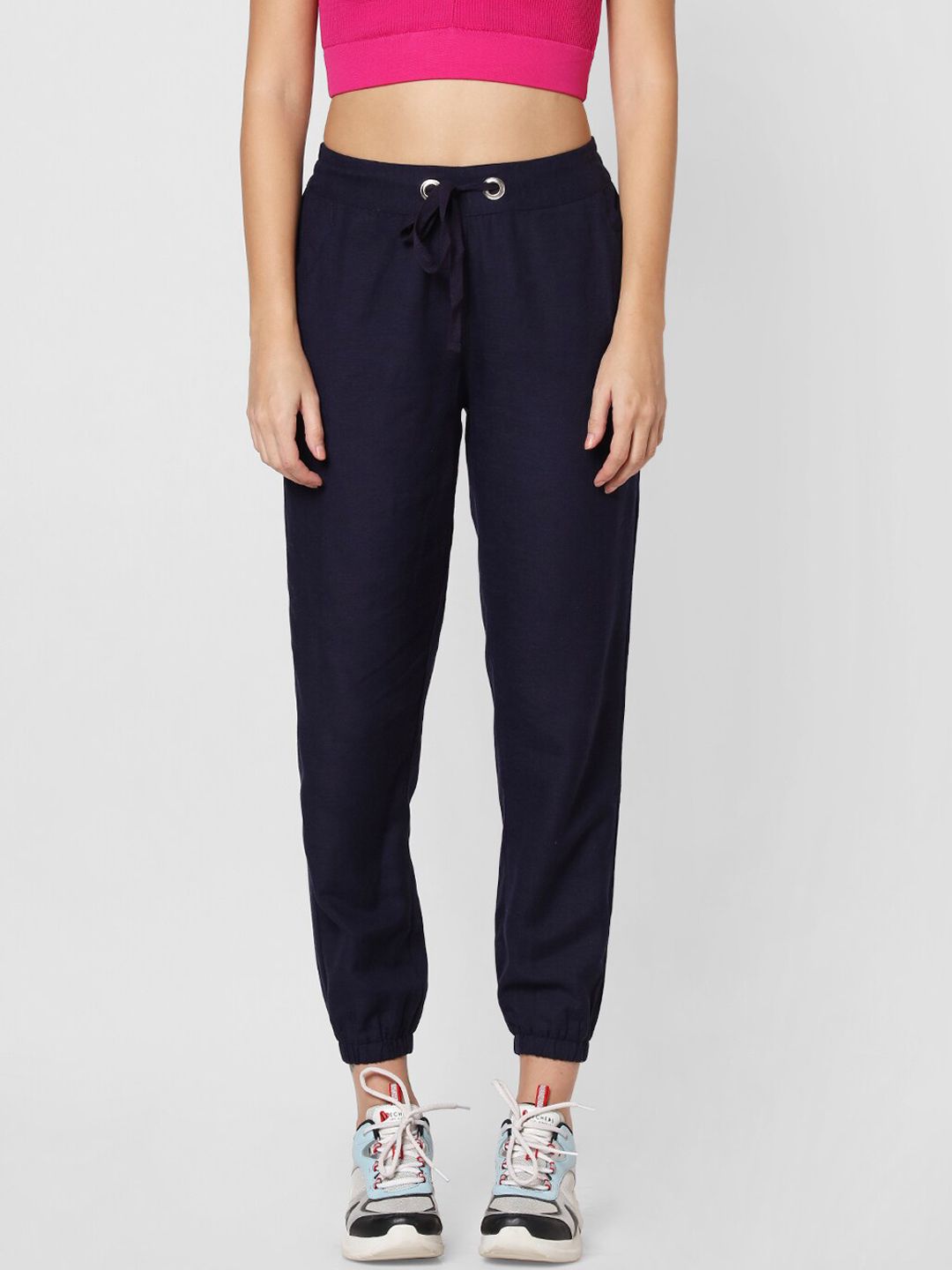 ONLY Women Navy Blue Joggers Trousers Price in India