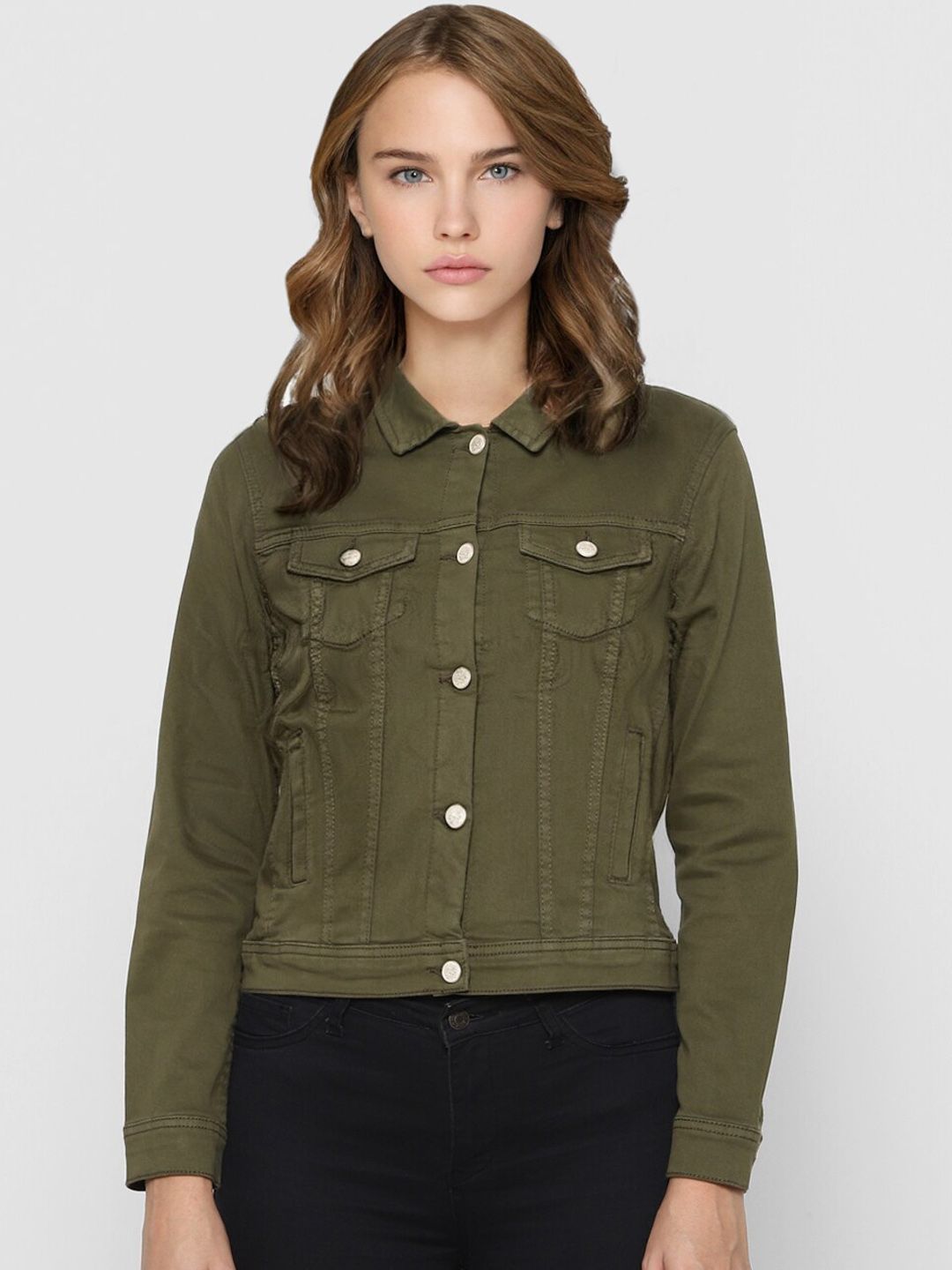 ONLY Women Olive Solid Tailored Jacket Price in India