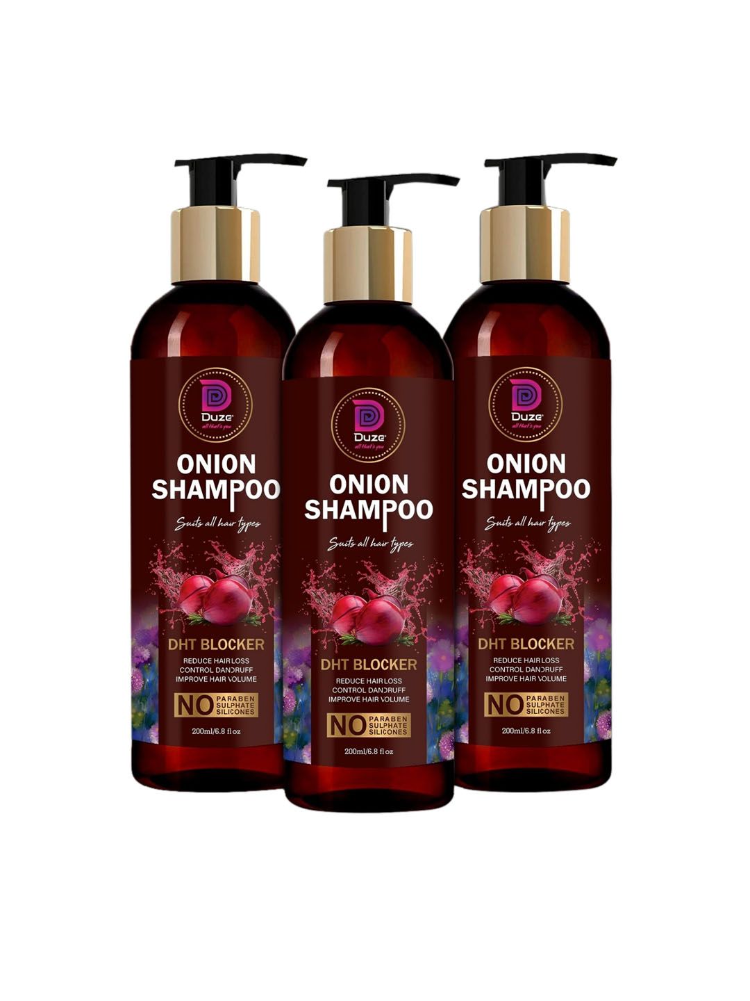 Duze Pack Of 3 Unisex Onion Shampoo For Hair Growth & Hair Fall Control Anti Dandruff Price in India