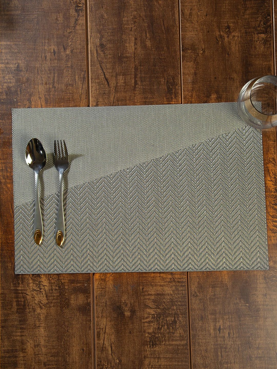 OBSESSIONS Set of 6 Grey Textured Rectangular Table Placemats Price in India
