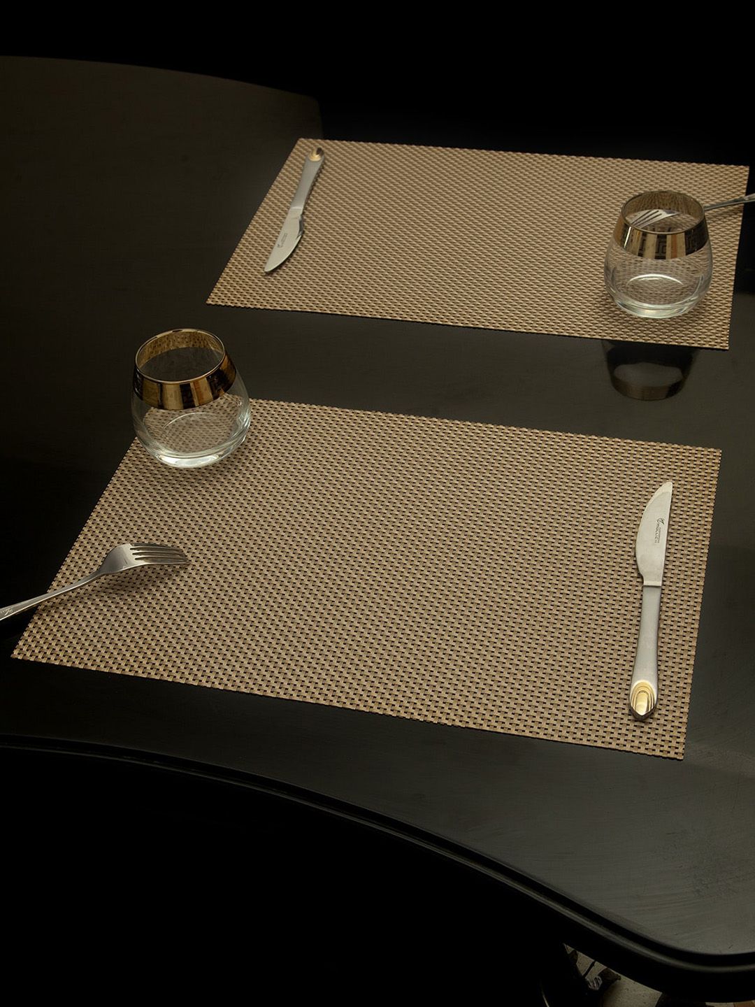 OBSESSIONS Set Of 6 Gold-Toned Solid Rectangular Table Placemats Price in India