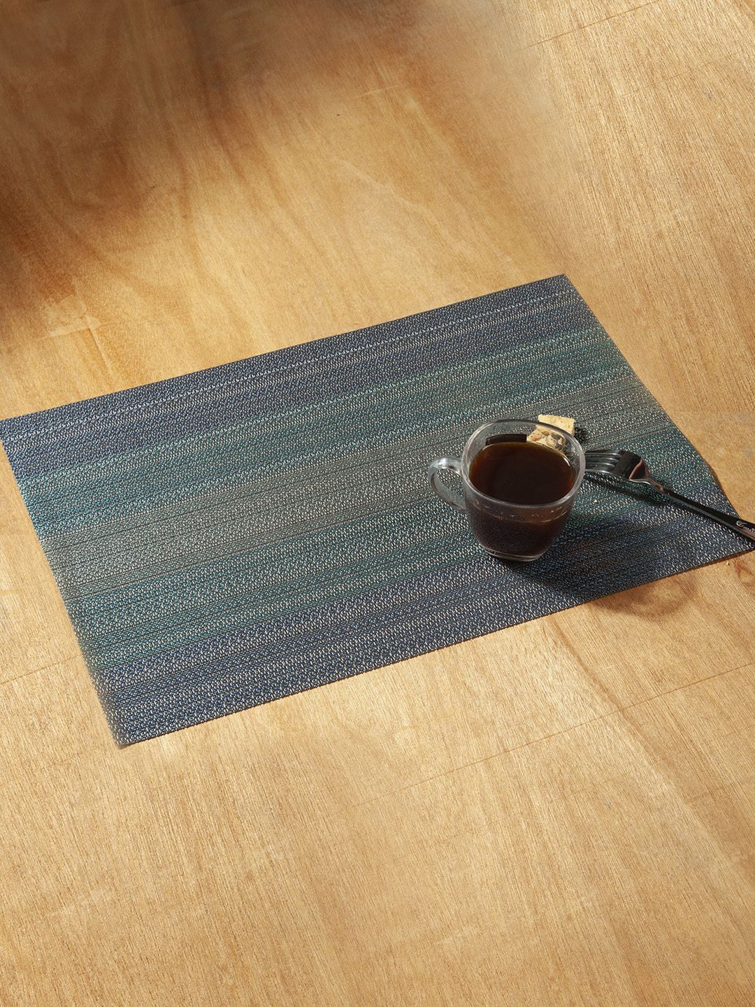 OBSESSIONS Set Of 6 Grey & Black Striped Table Mats Price in India