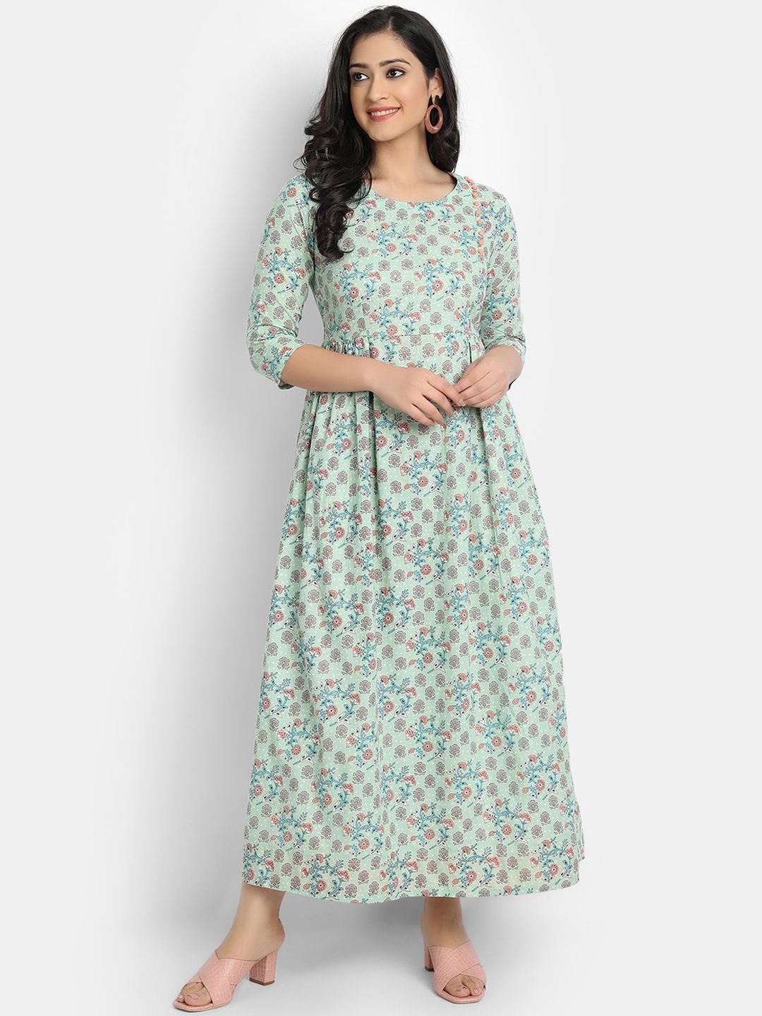 SUTI Green Floral Maxi Dress Price in India