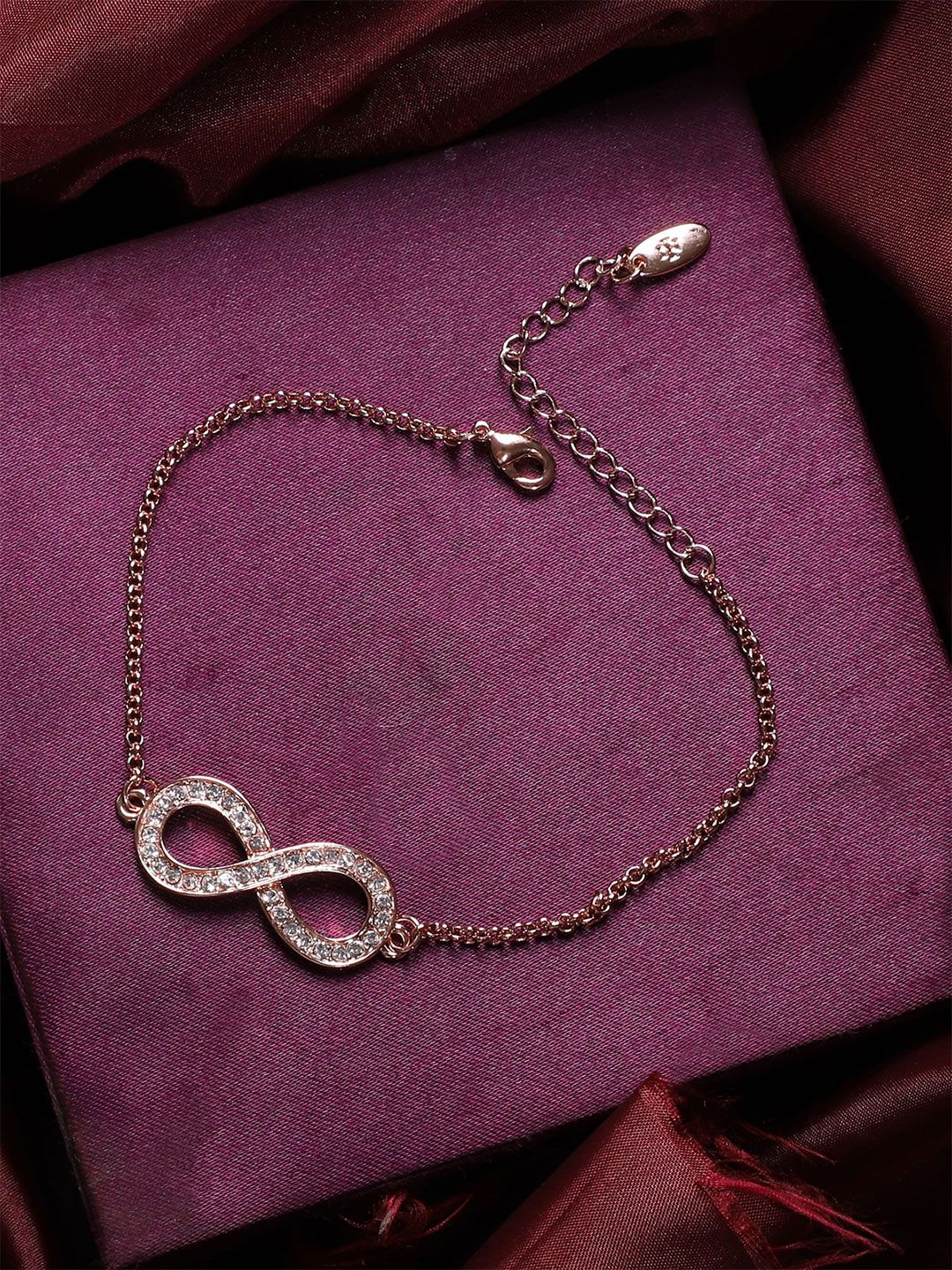 AQUASTREET Women Rose Gold-Toned Infinity Design Charm Bracelet Price in India
