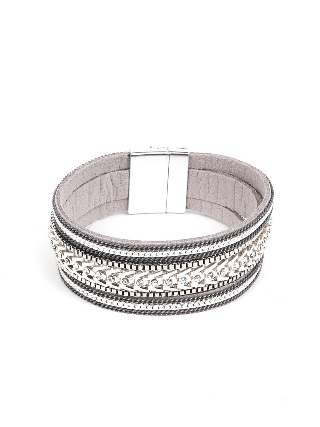 ODETTE Women Grey Leather Wraparound Bracelet Price in India