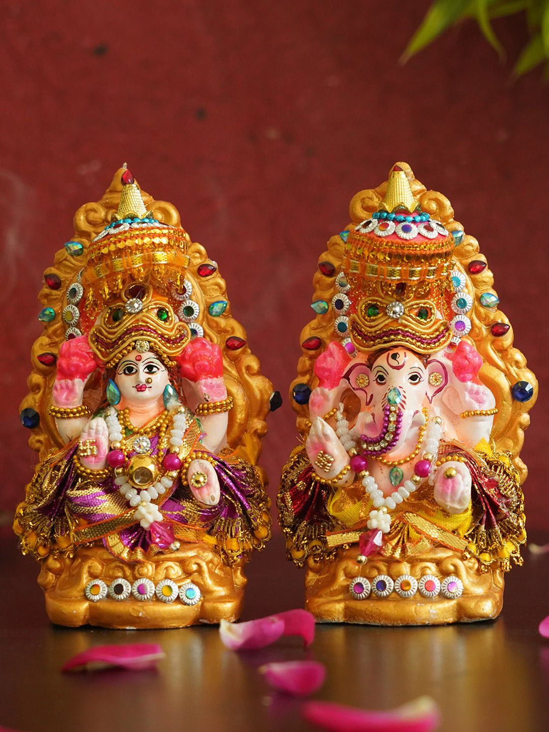 TIED RIBBONS Set Of 2 Lord Laxmi Ganesha Idol Statue Showpieces Price in India