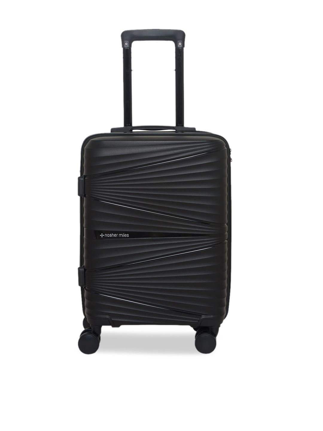 Nasher Miles Black Textured Hard-Sided Medium Trolley Bag Price in India