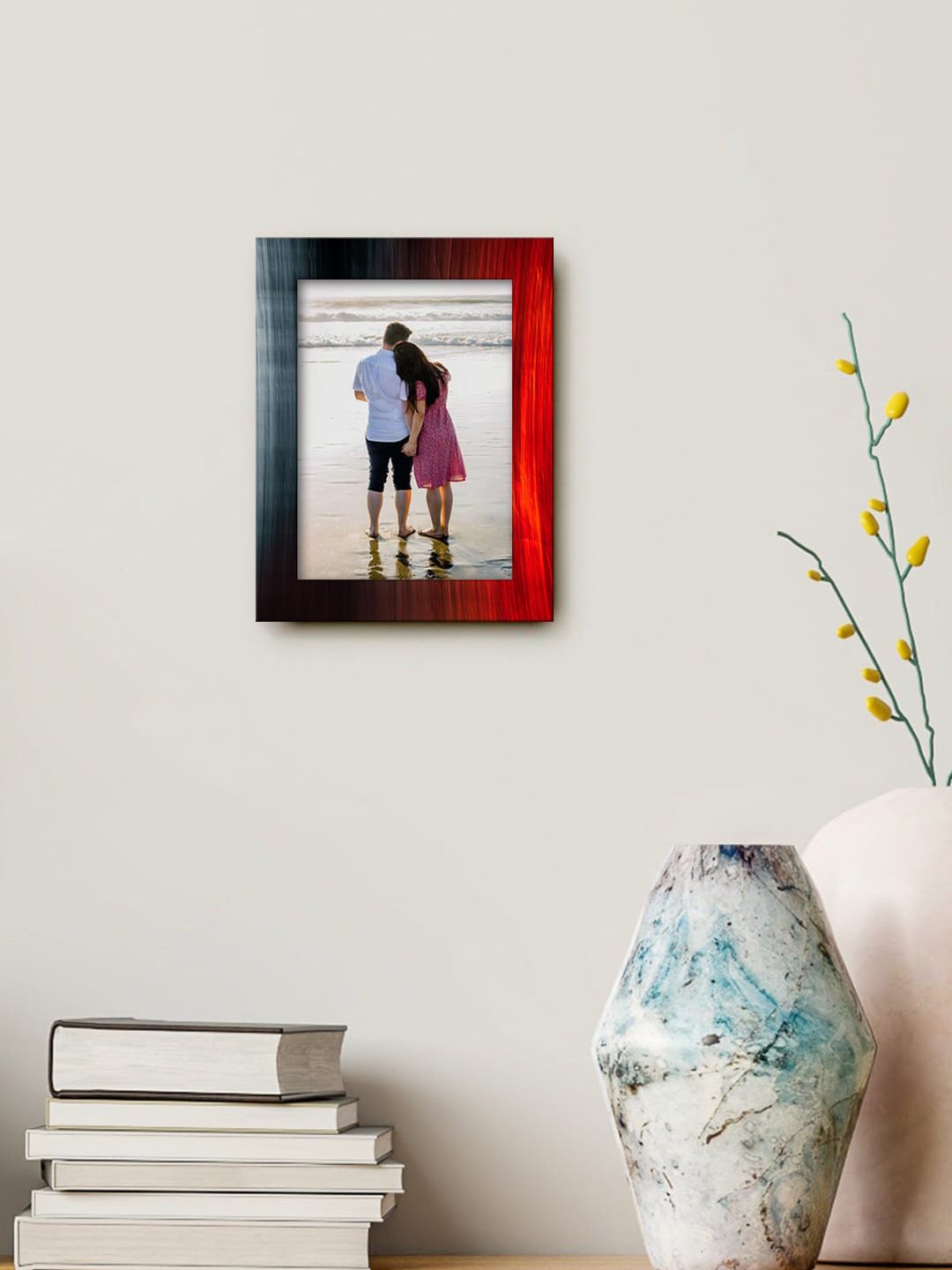 999Store Red & Grey Rectangular Abstract Printed MDF Wall Photo Frame Price in India