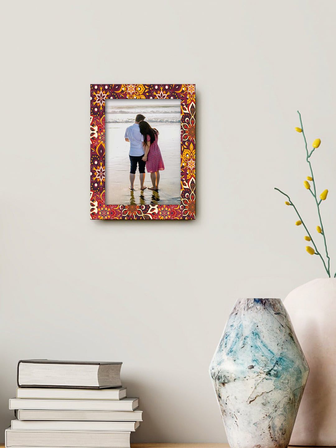999Store Brown & Orange Printed MDF Wall Photo Frame Price in India