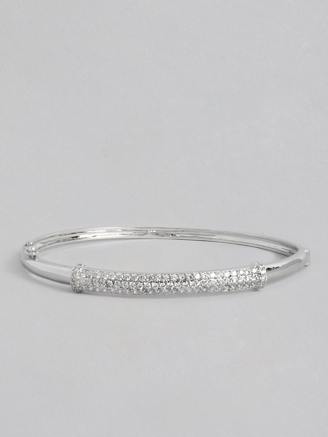 Peora Women Silver-Plated American Diamond Cubic Zirconia Kada Bracelet Price in India