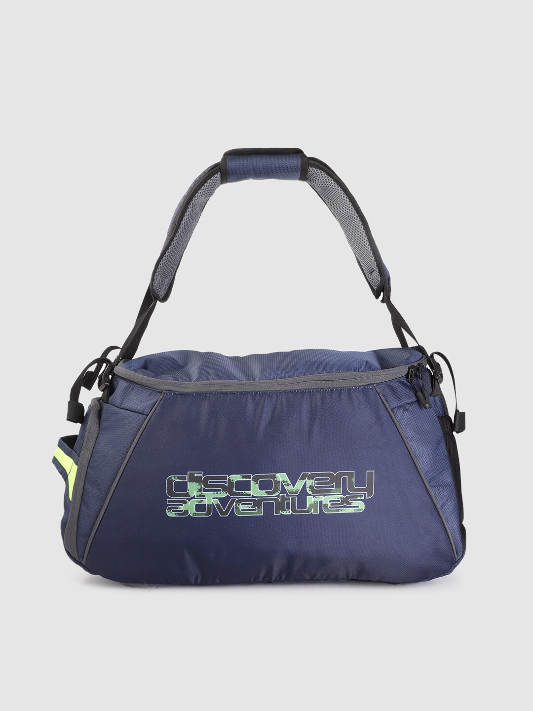 The Roadster Lifestyle Co x Discovery Adventures Unisex Navy Blue Brand Logo Print Duffel Bag Price in India
