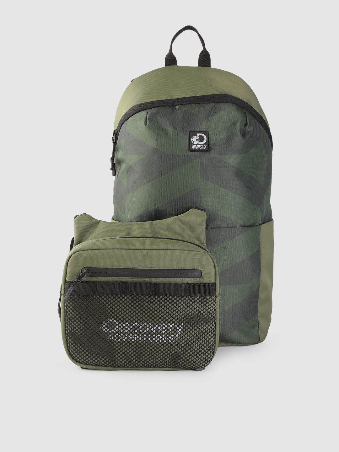 The Roadster Lifestyle Co x Discovery Unisex Olive Green & Black Graphic Print Backpack Price in India