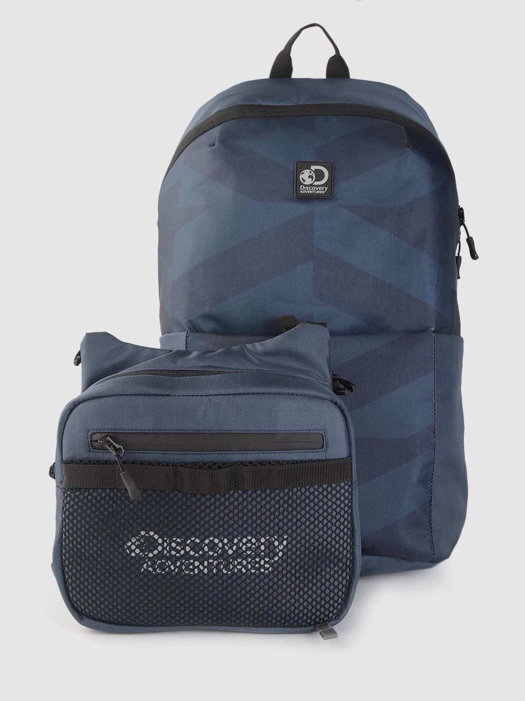 The Roadster Lifestyle Co x Discovery Adventures Unisex Navy Blue Printed 16 Inch Laptop Backpack & Pouch Price in India