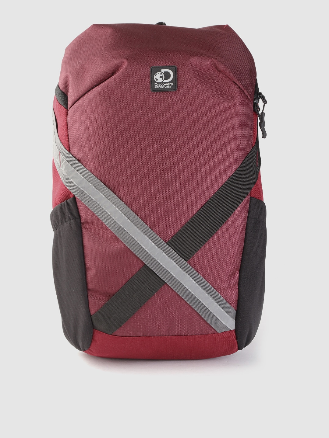 The Roadster Lifestyle Co x Discovery Adventures Unisex Maroon Self Design Backpack with Compression Straps Price in India