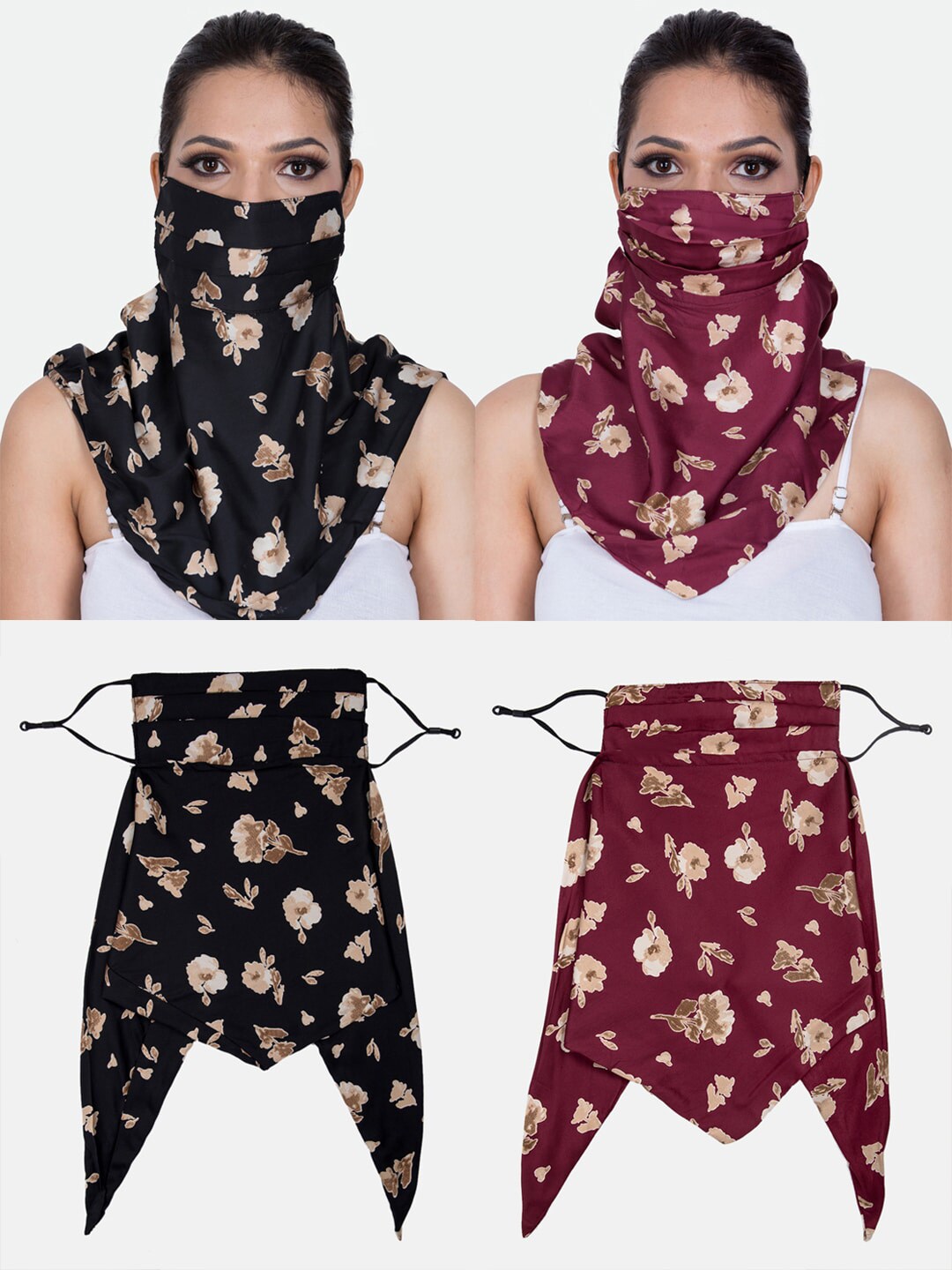CENWELL Women Pack Of 2 Printed 6-Ply Reusable Outdoor Cloth Scarf Masks Price in India