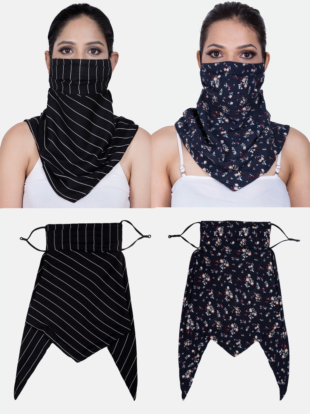 CENWELL Women Pack Of 2 Printed 6-Ply Reusable Outdoor Cloth Scarf Masks Price in India