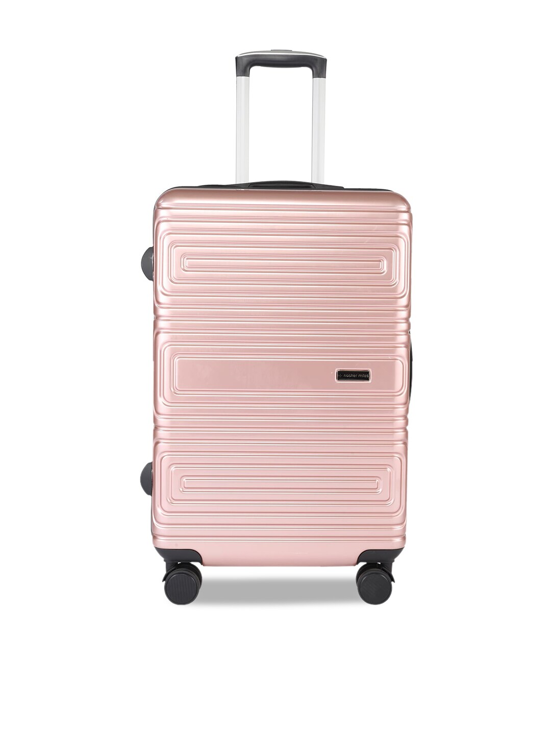 Nasher Miles Pink Textured Hard-Sided Large Trolley Suitcase Price in India