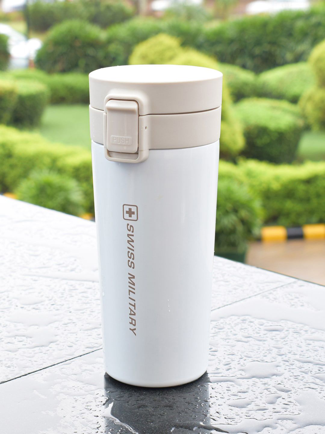 SWISS MILITARY Unisex White & Beige Printed Stainless Steel Vacuum Insulated Tumbler Price in India