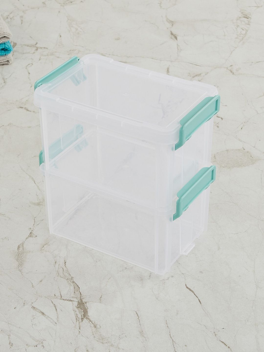 Home Centre White Set of 2 Mini Stackable Latch Boxes Price in India
