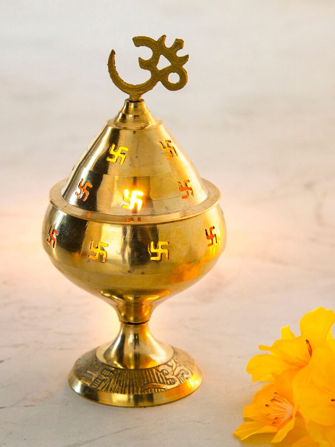 Home Centre Gold-Toned Textured Metal Diya Holder Price in India
