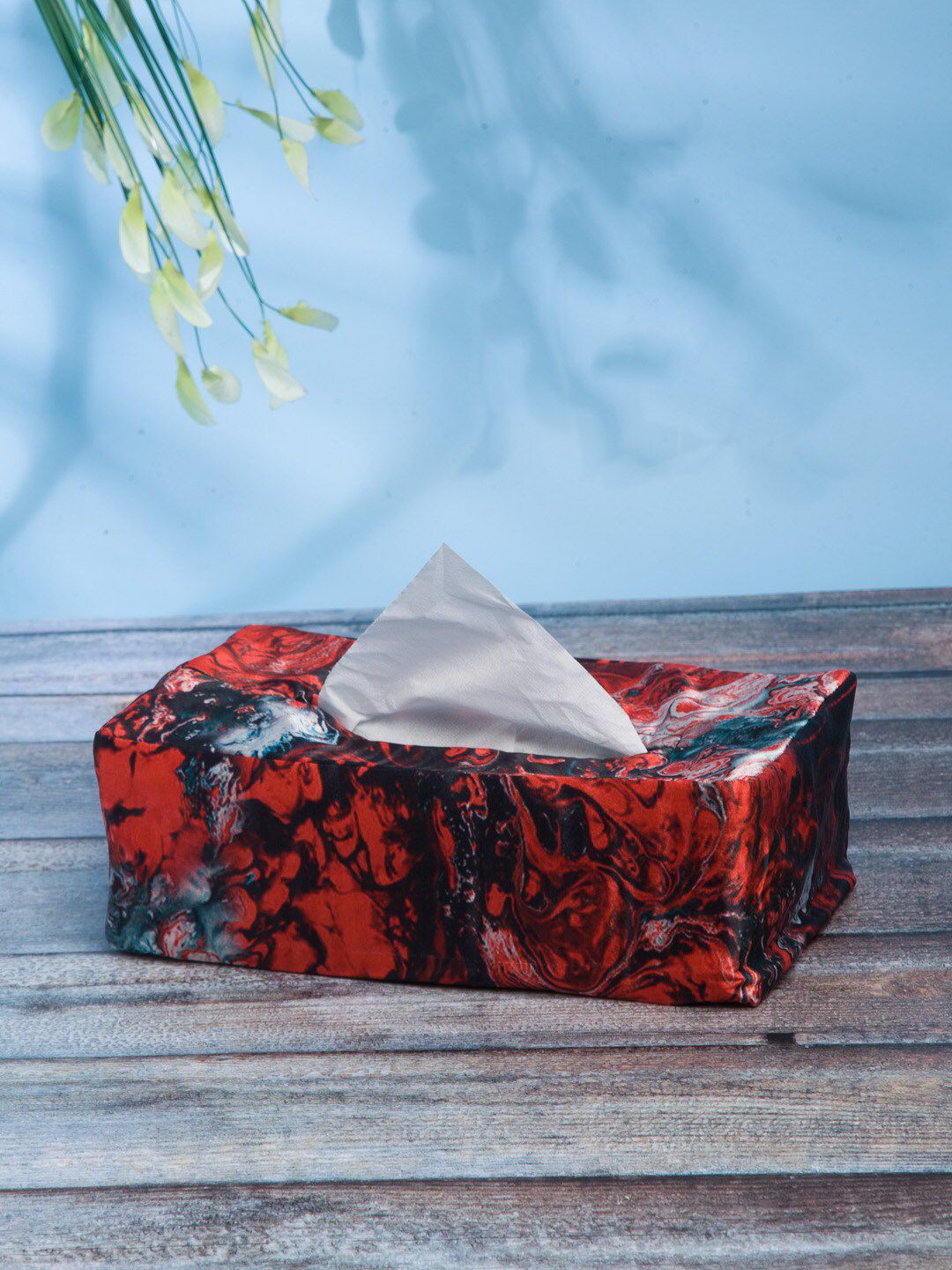 DECOREALM Red & Black Printed Tissue Box Price in India