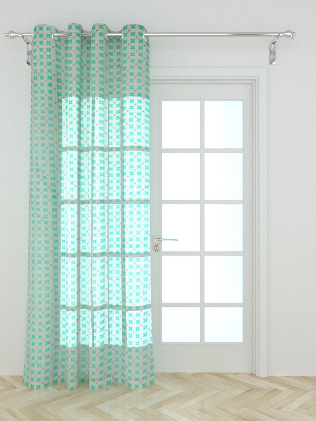 Home Centre Off White & Green Geometric Door Curtain Price in India