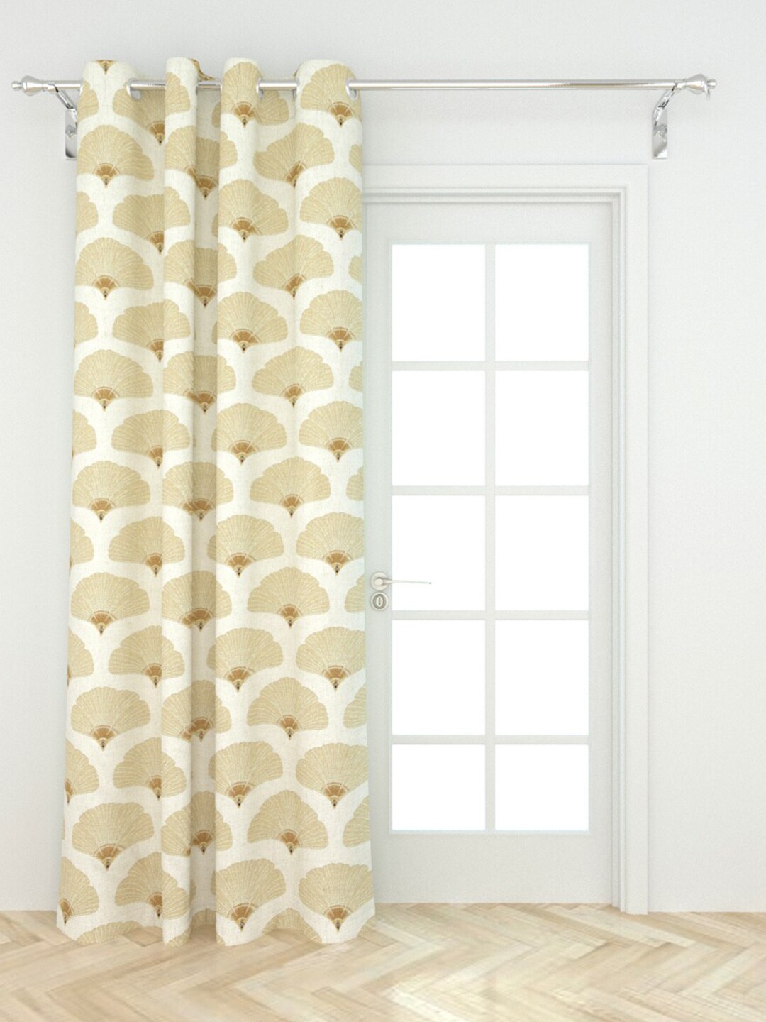 Home Centre Beige & White Single Floral Regular Door Curtain Price in India