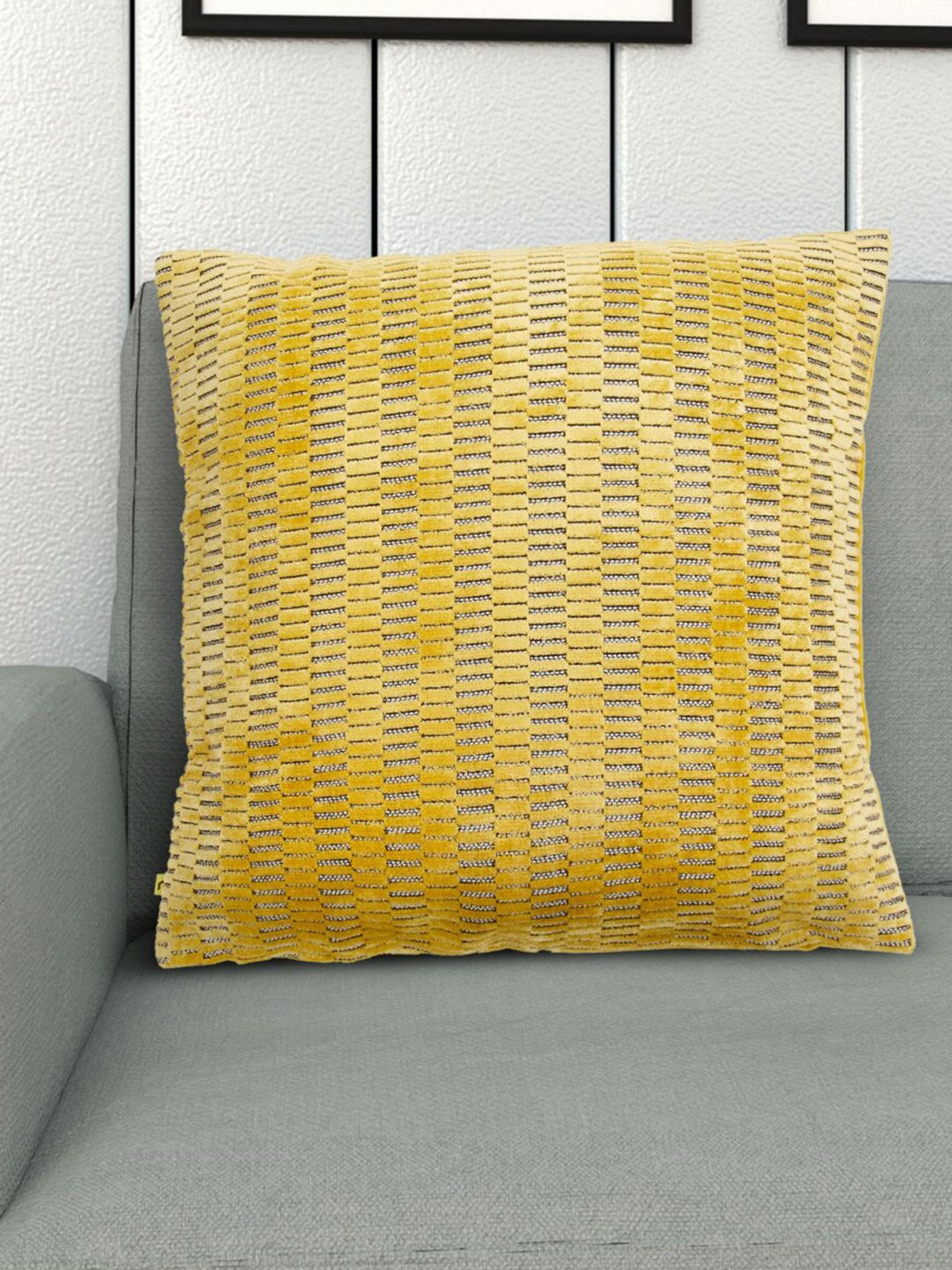 Home Centre Yellow Geometric Square Cushion Covers Price in India