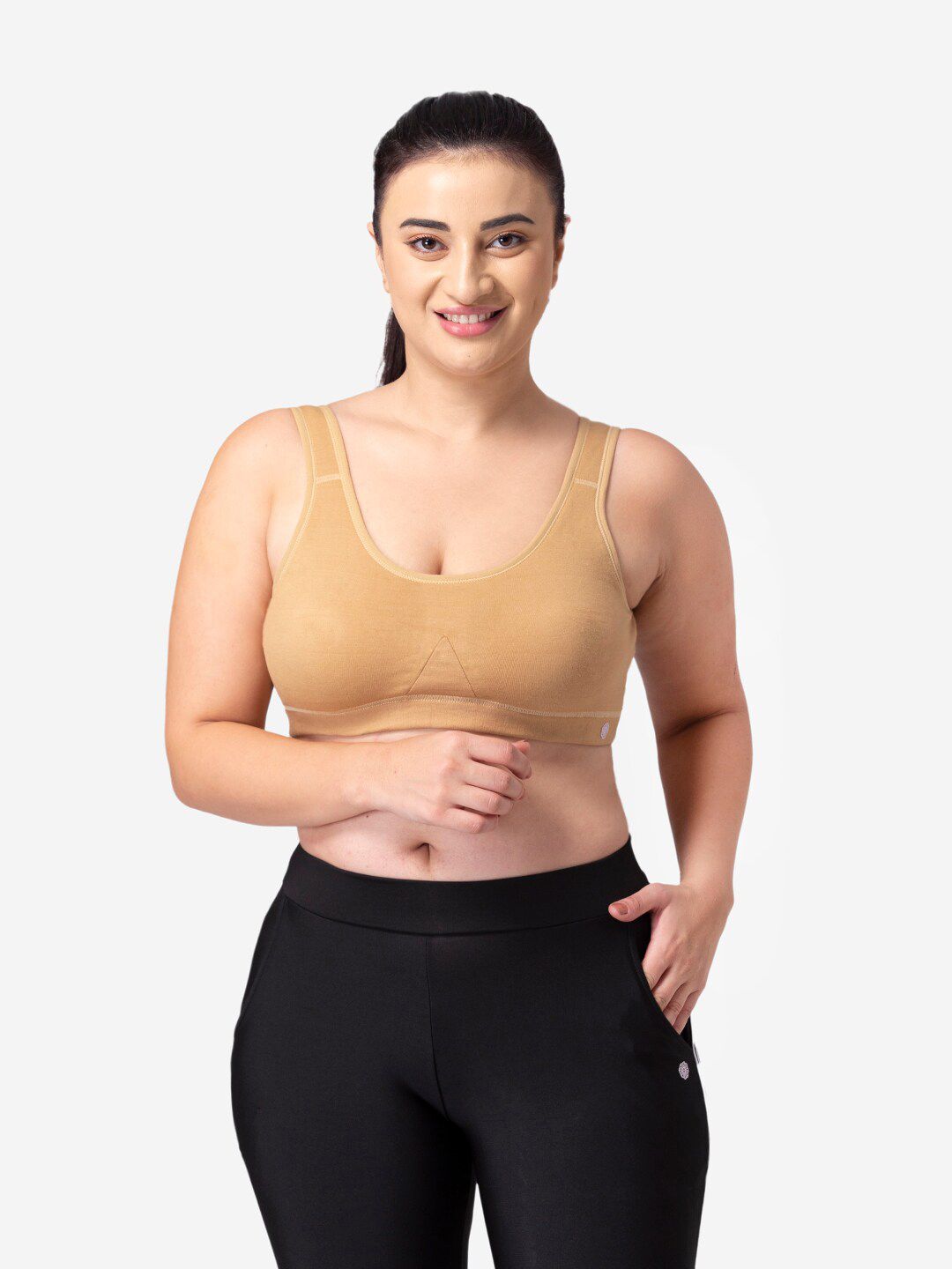 Dermawear Women Beige Wire Free Sports Bra Price in India