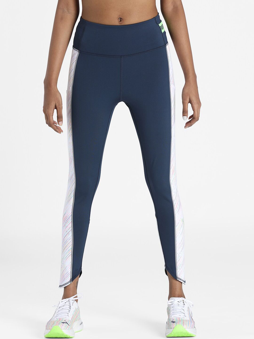 Puma Woman White & Blue Slim Tights Price in India