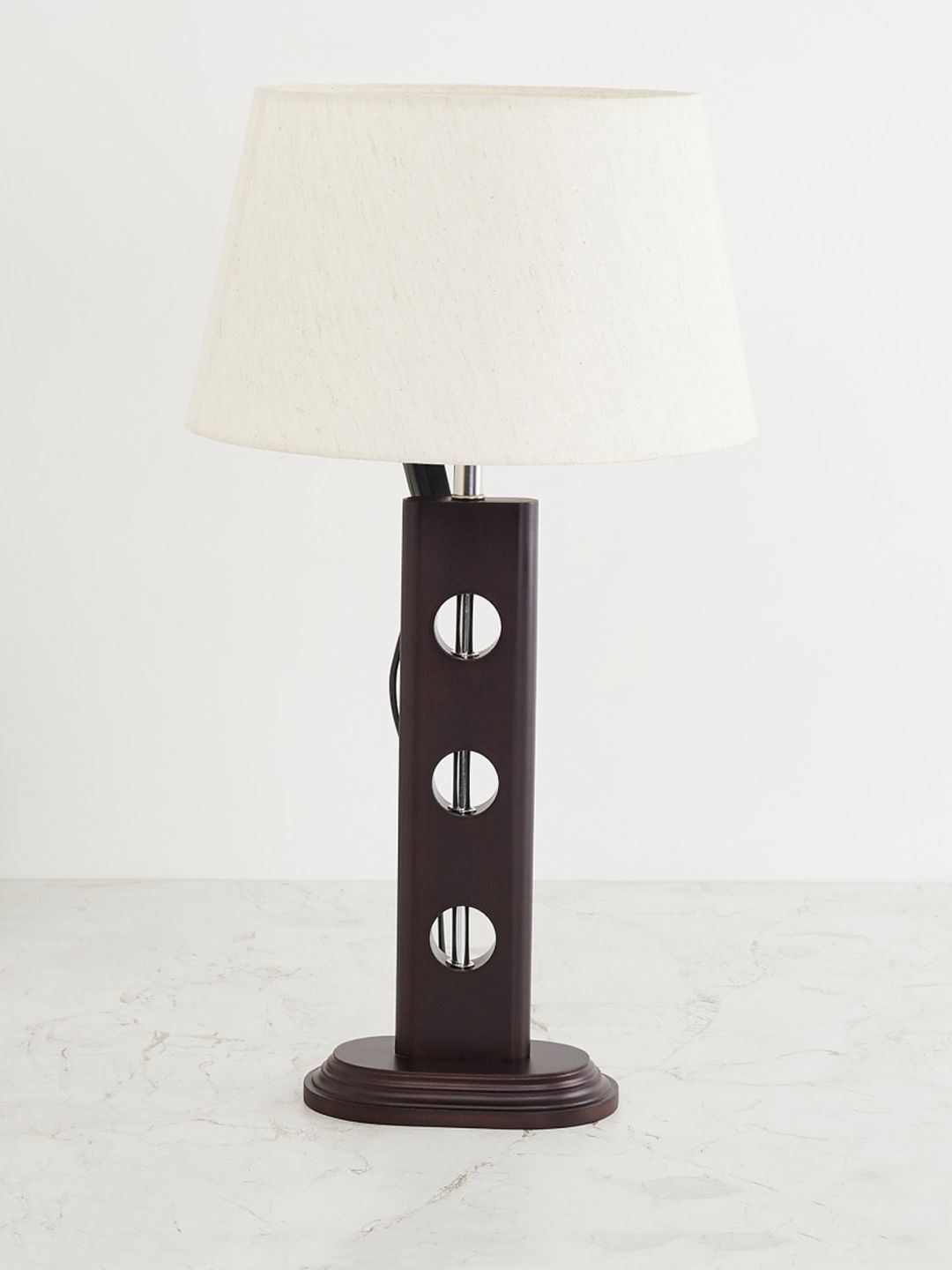 Homecenter White Wooden Electrical Table Lamp Price in India