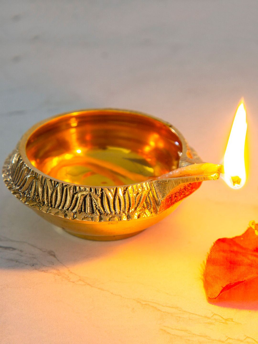 Home Centre Gold-Toned Metal Divine Kuber Deep Diya Price in India