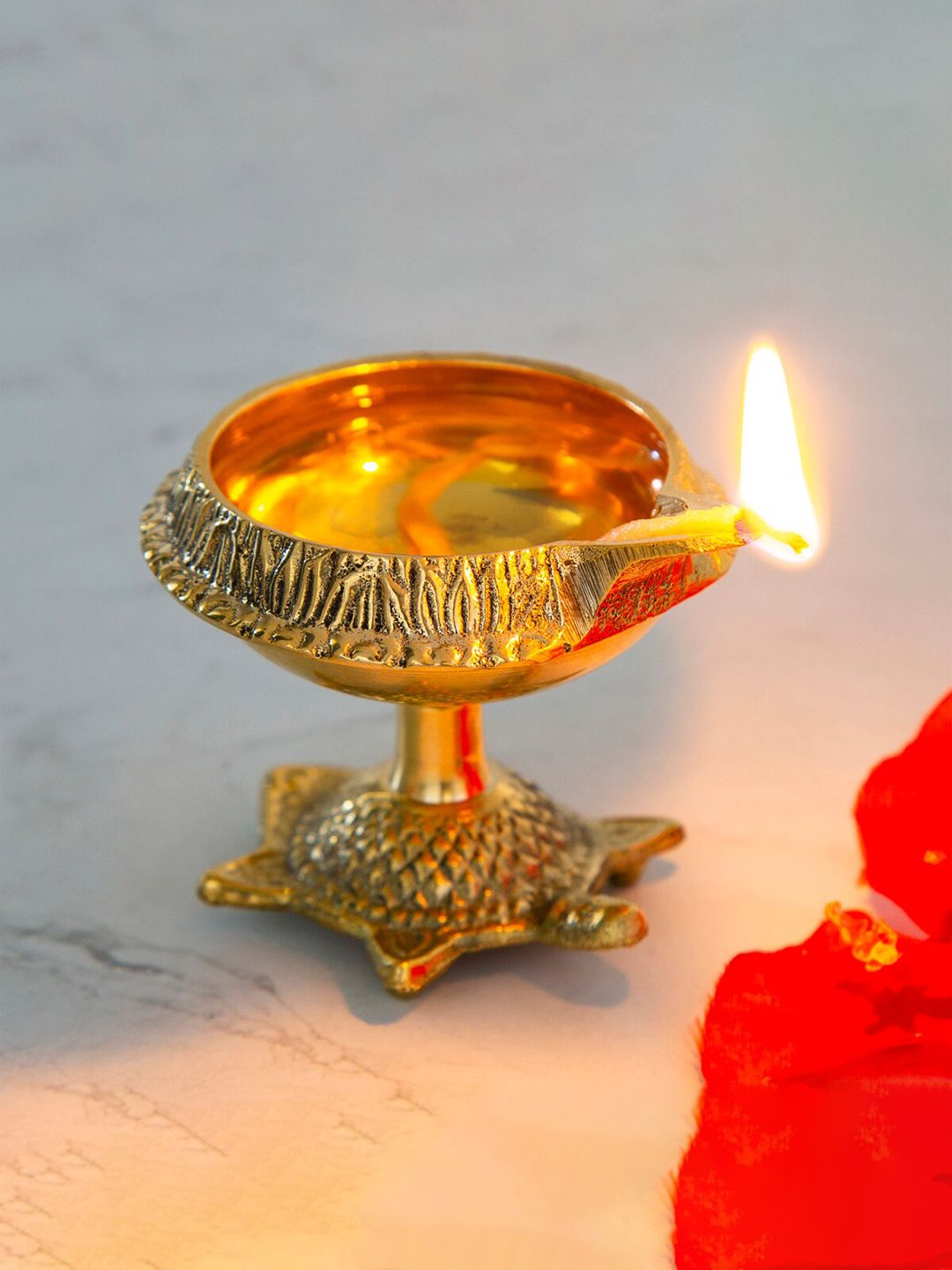 Home Centre Gold-Toned Textured Metal Diya Price in India