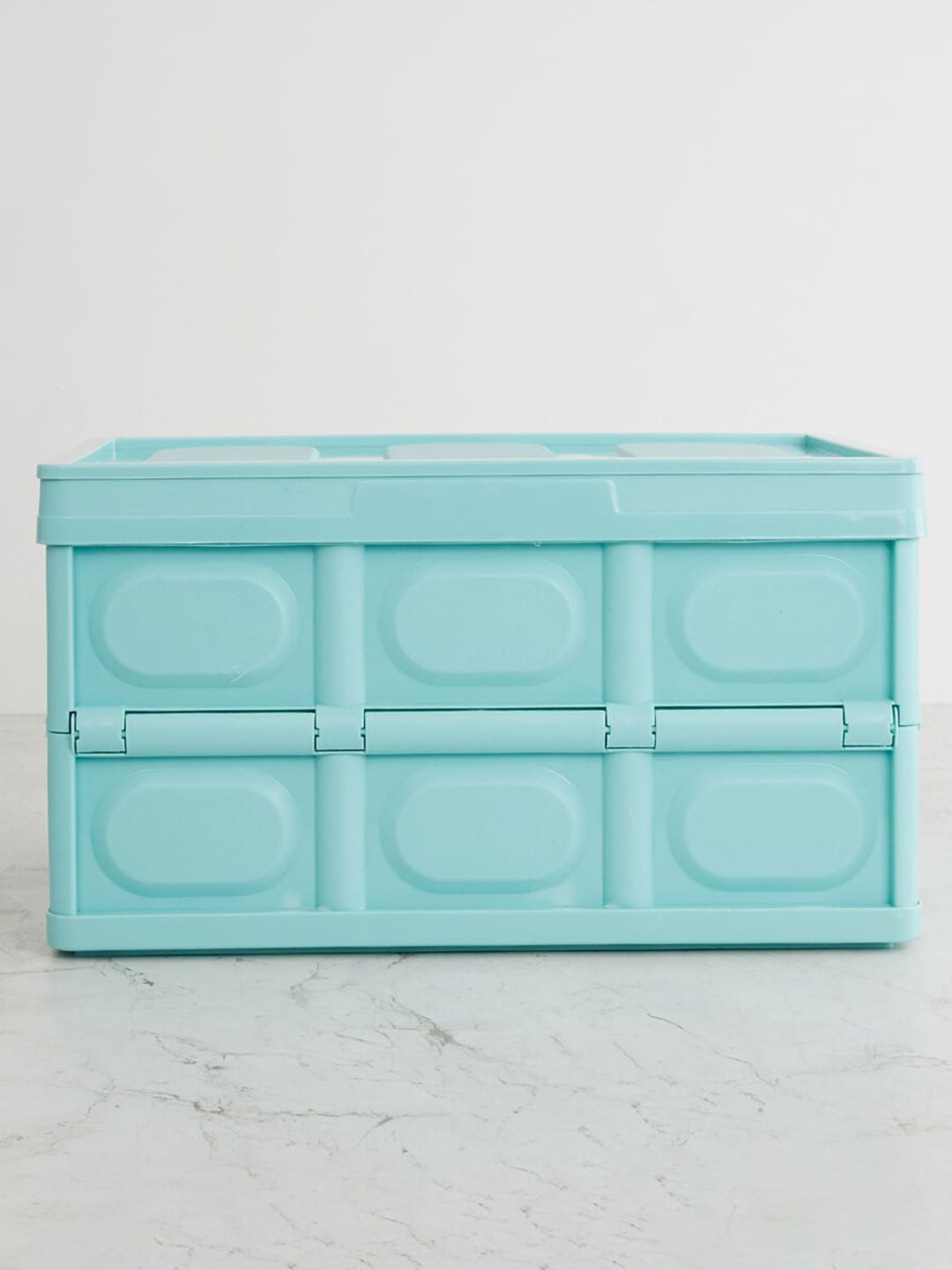 Home Centre Blue Solid Collapsible Storage Box With Lid Price in India