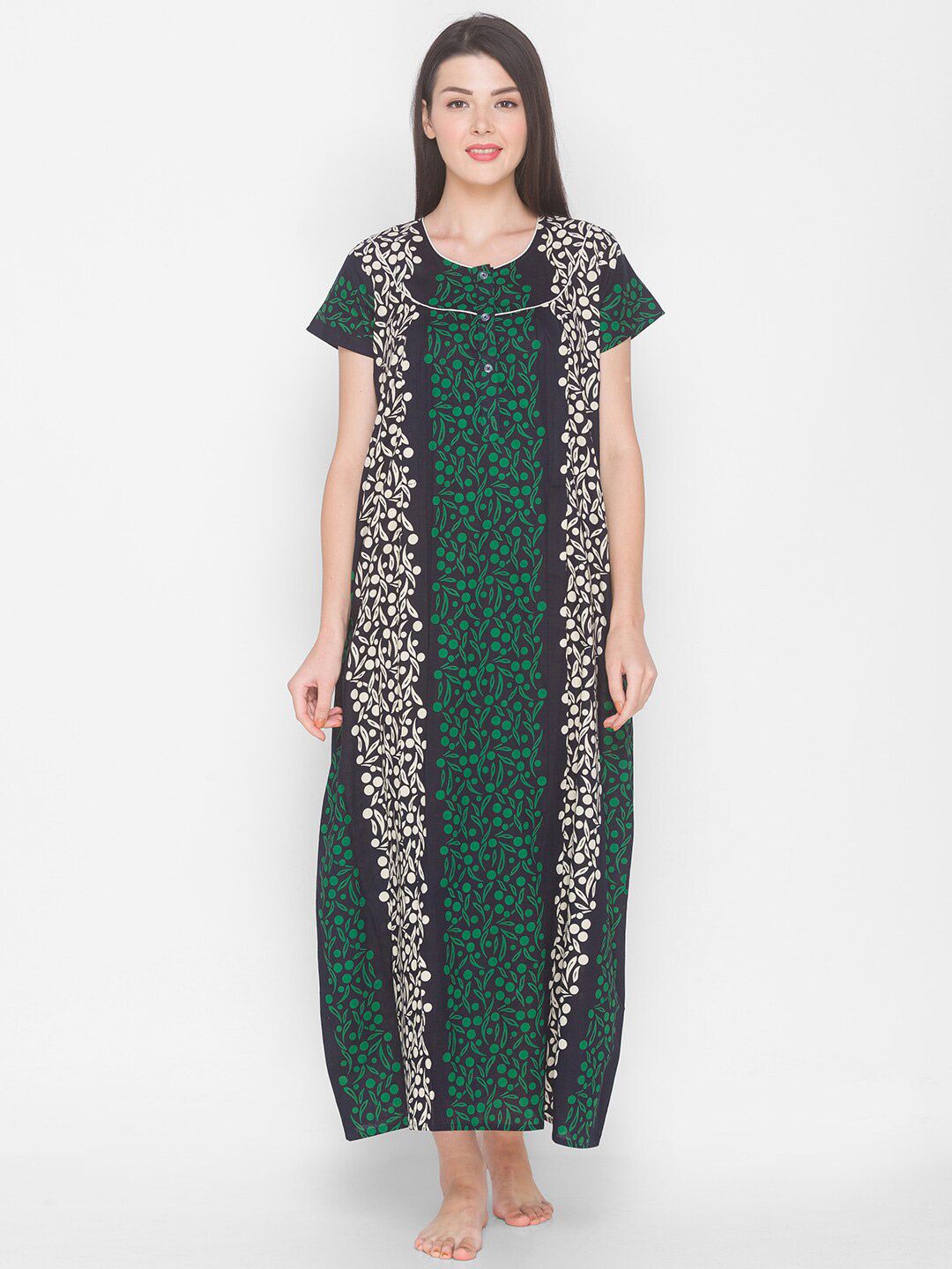 AV2 Navy Blue Printed Maxi Nightdress