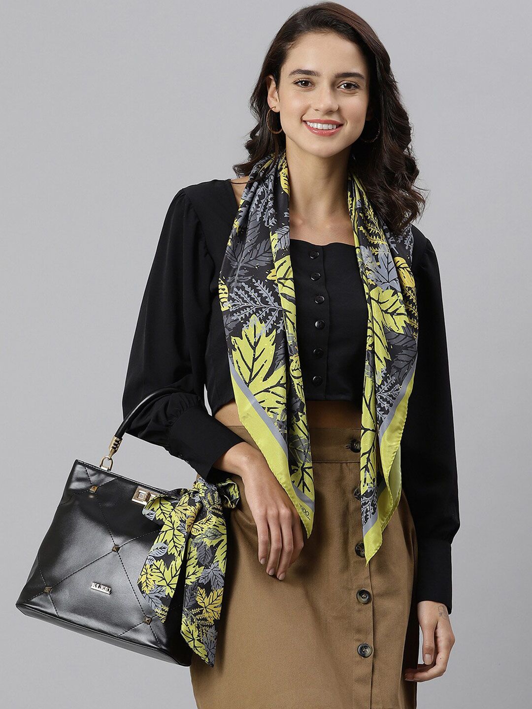 Tossido Women Yellow & Blue Printed Scarf Price in India