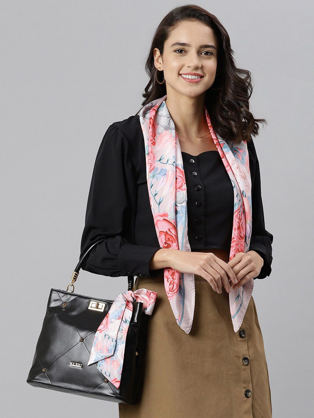 Tossido Women Pink & White Printed Scarf Price in India