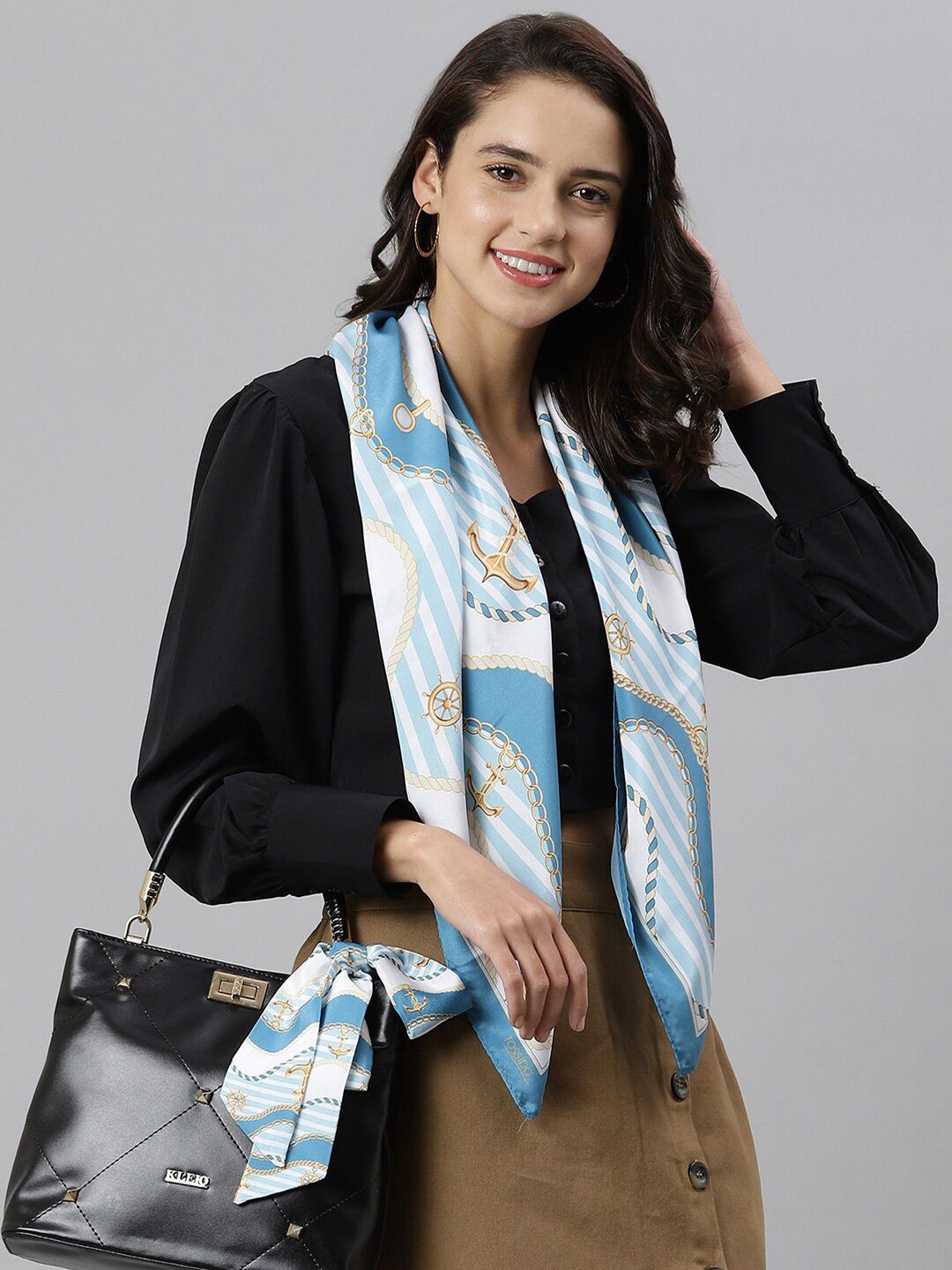 Tossido Women Blue & White Printed Scarf Price in India